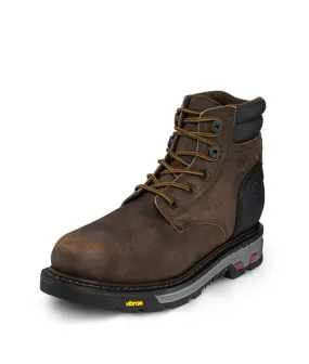 Justin Mens Boots WK213 6" LABORER BROWN INS WATERPROOF COMP TOE 6