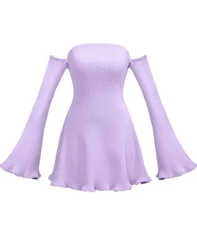 Kargede Women's Pink / Purple Allure Rib Knit Jumper Mini Dress