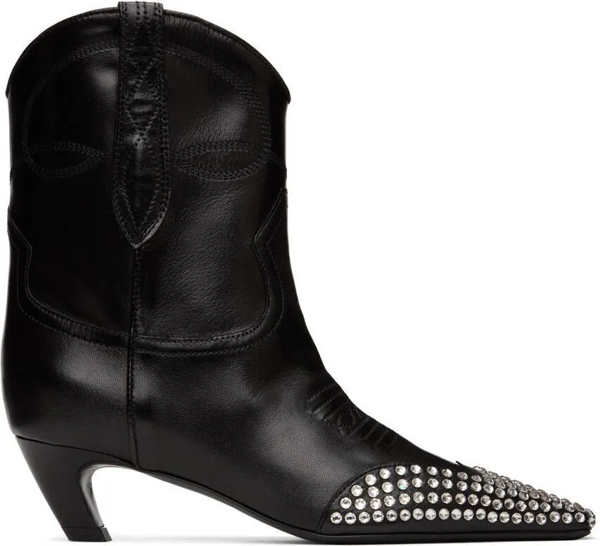 KHAITE Black Dallas Ankle Boots