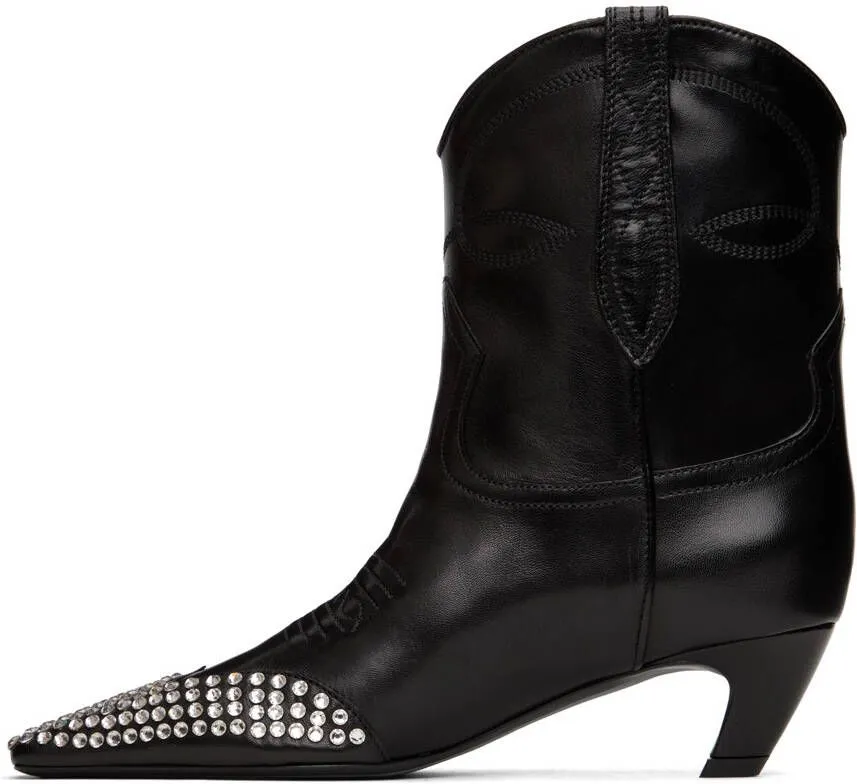 KHAITE Black Dallas Ankle Boots