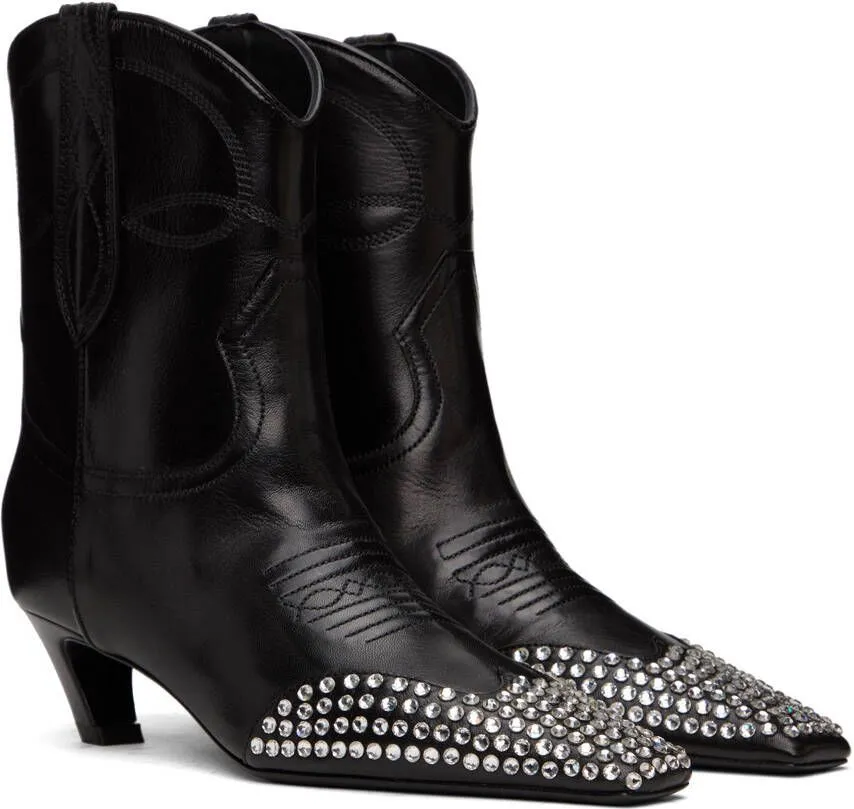 KHAITE Black Dallas Ankle Boots