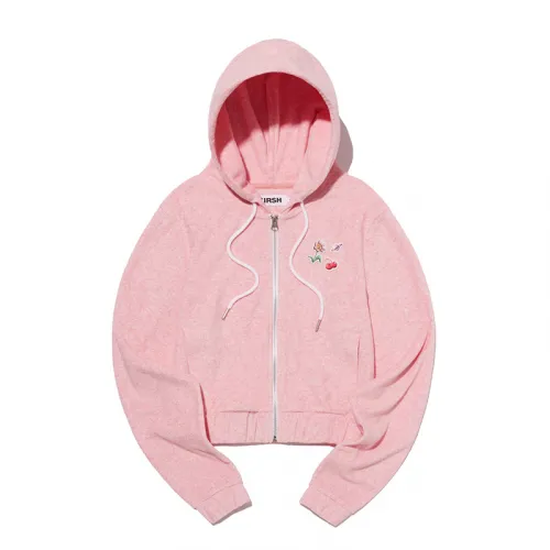 KIRSH Cherry Crop Terry Hoodie Zip Up