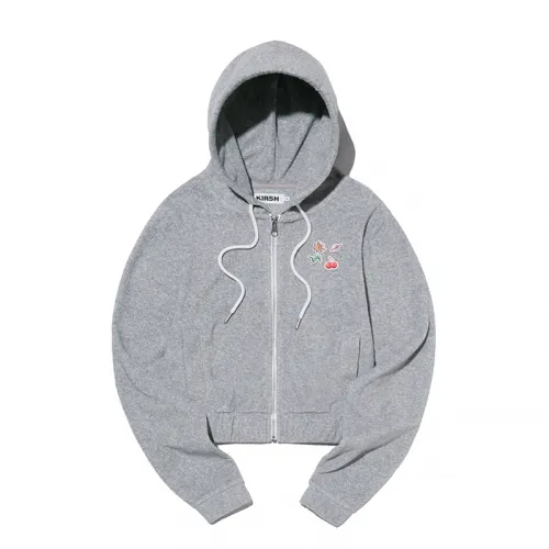 KIRSH Cherry Crop Terry Hoodie Zip Up