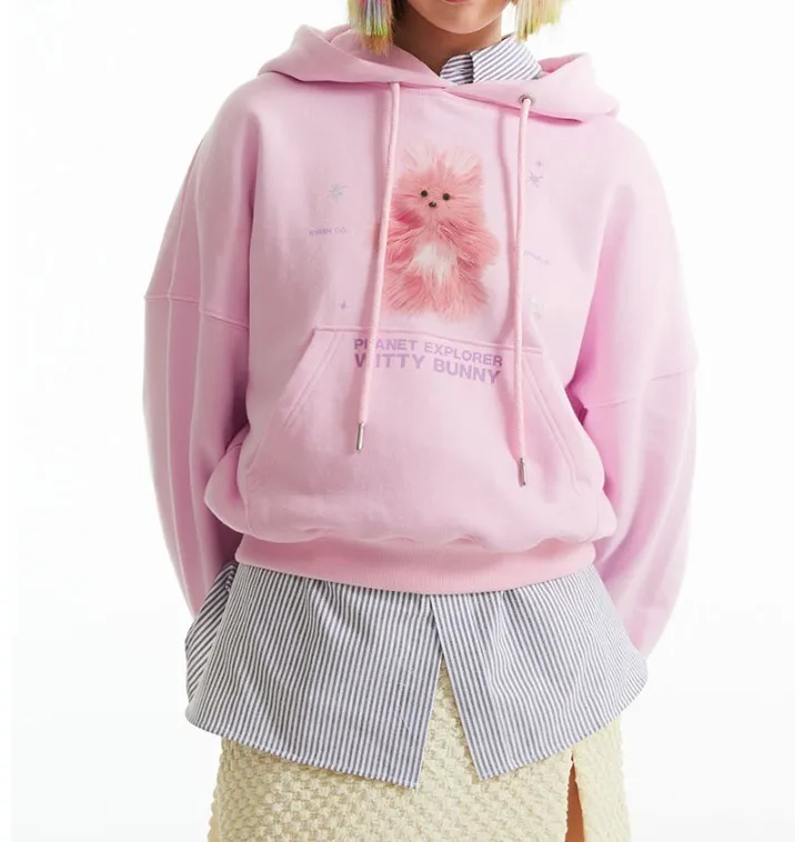 KIRSH WITTY BUNNY PLANET EXPLORER CROP HOODIE