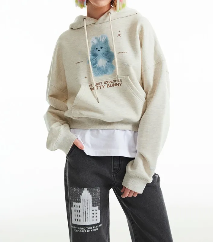 KIRSH WITTY BUNNY PLANET EXPLORER CROP HOODIE