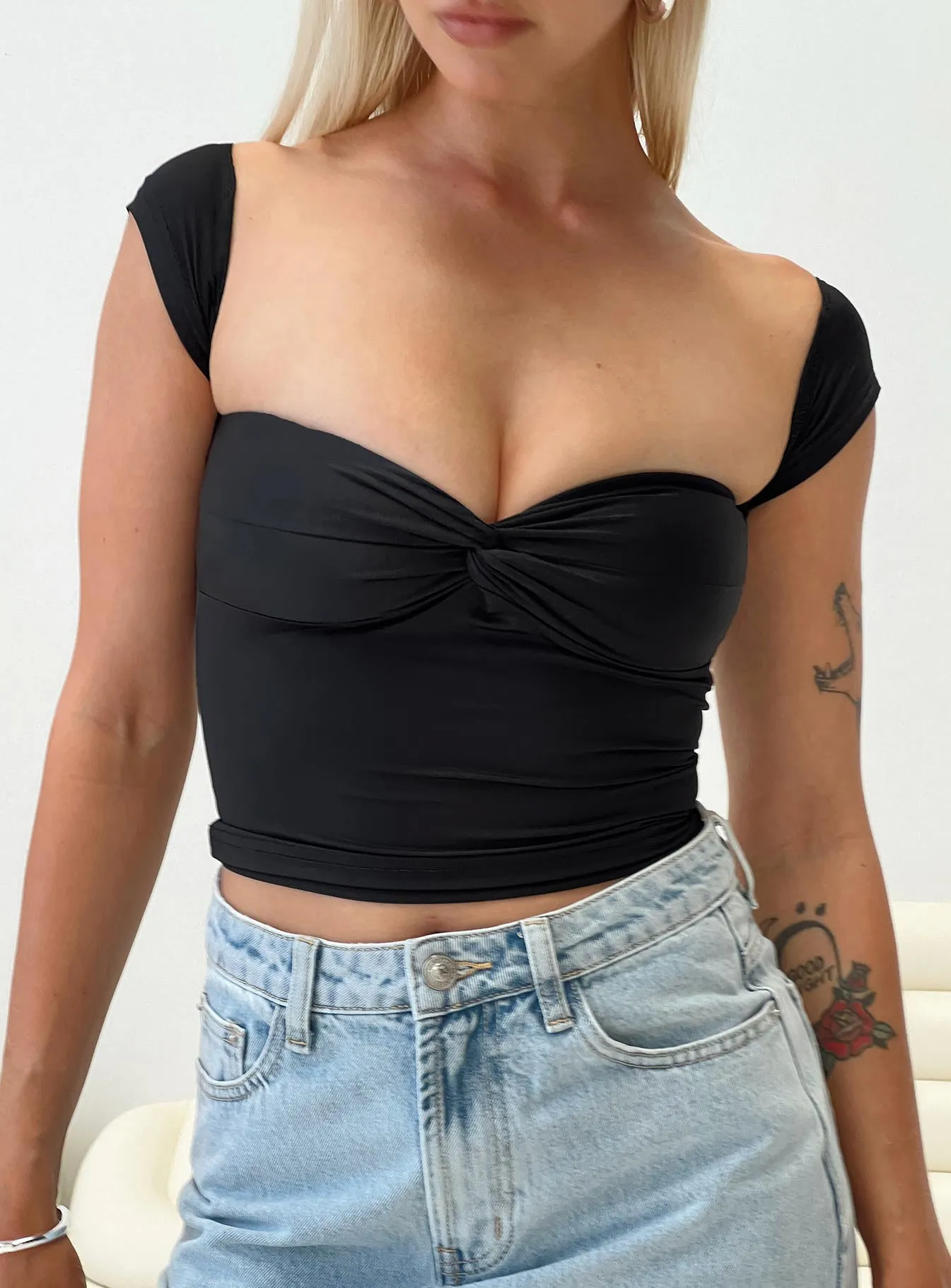 Larisha black off-shoulder top