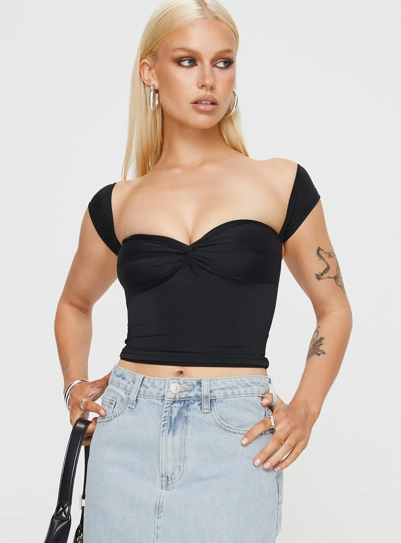 Larisha black off-shoulder top