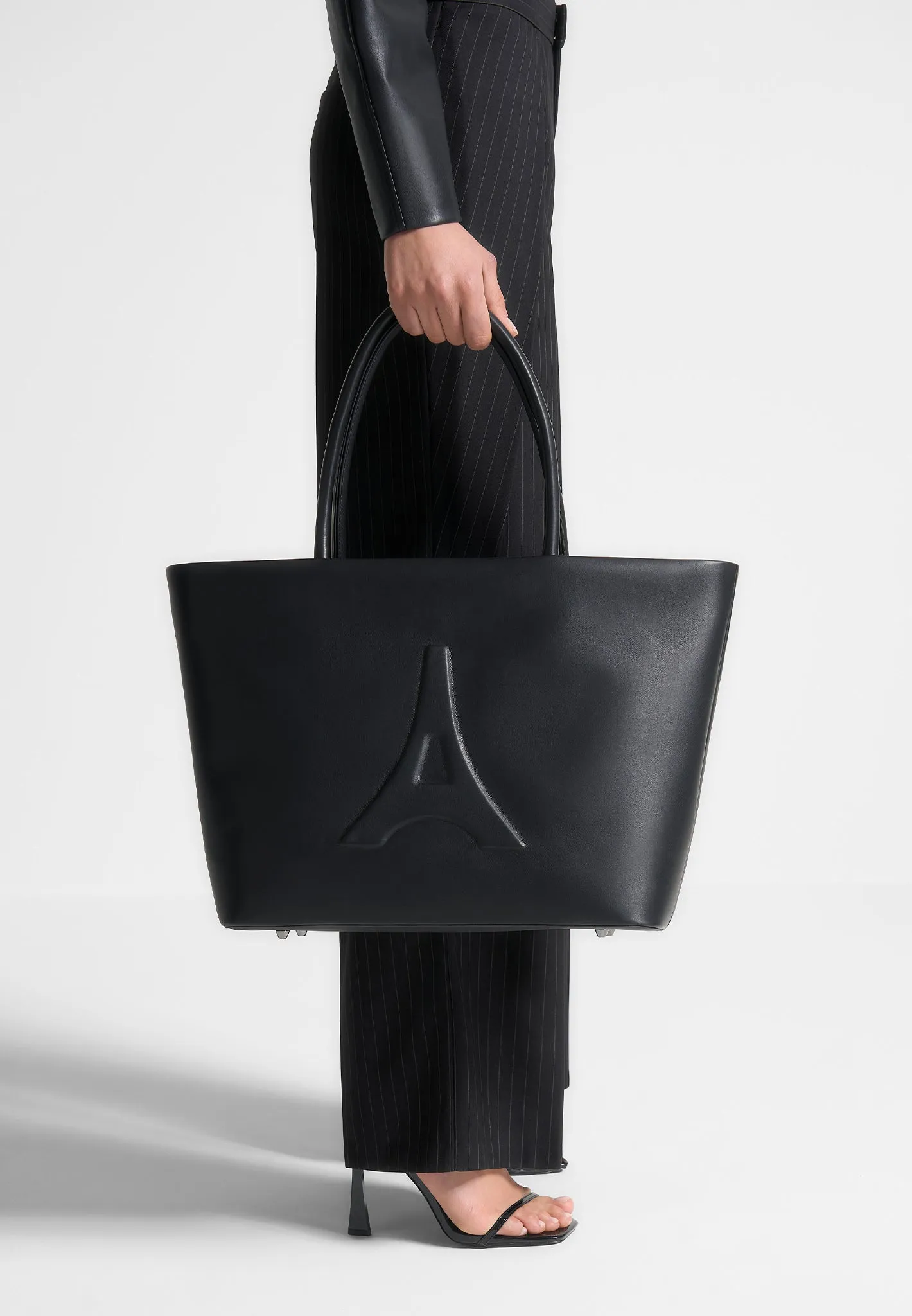 Leather Eiffel Tote Bag - Black