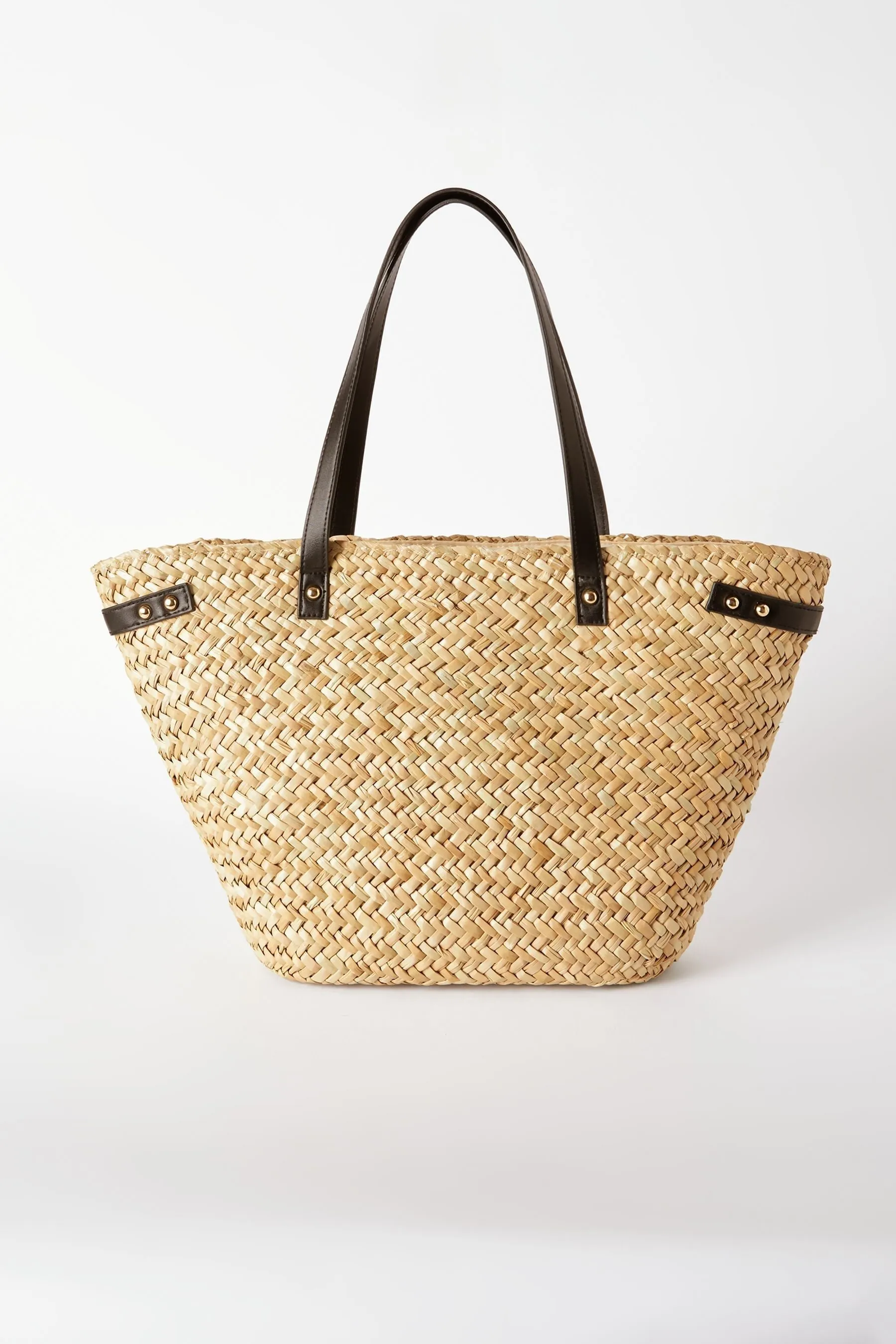 Lipsy Beige Real Straw Beach Tote Bag