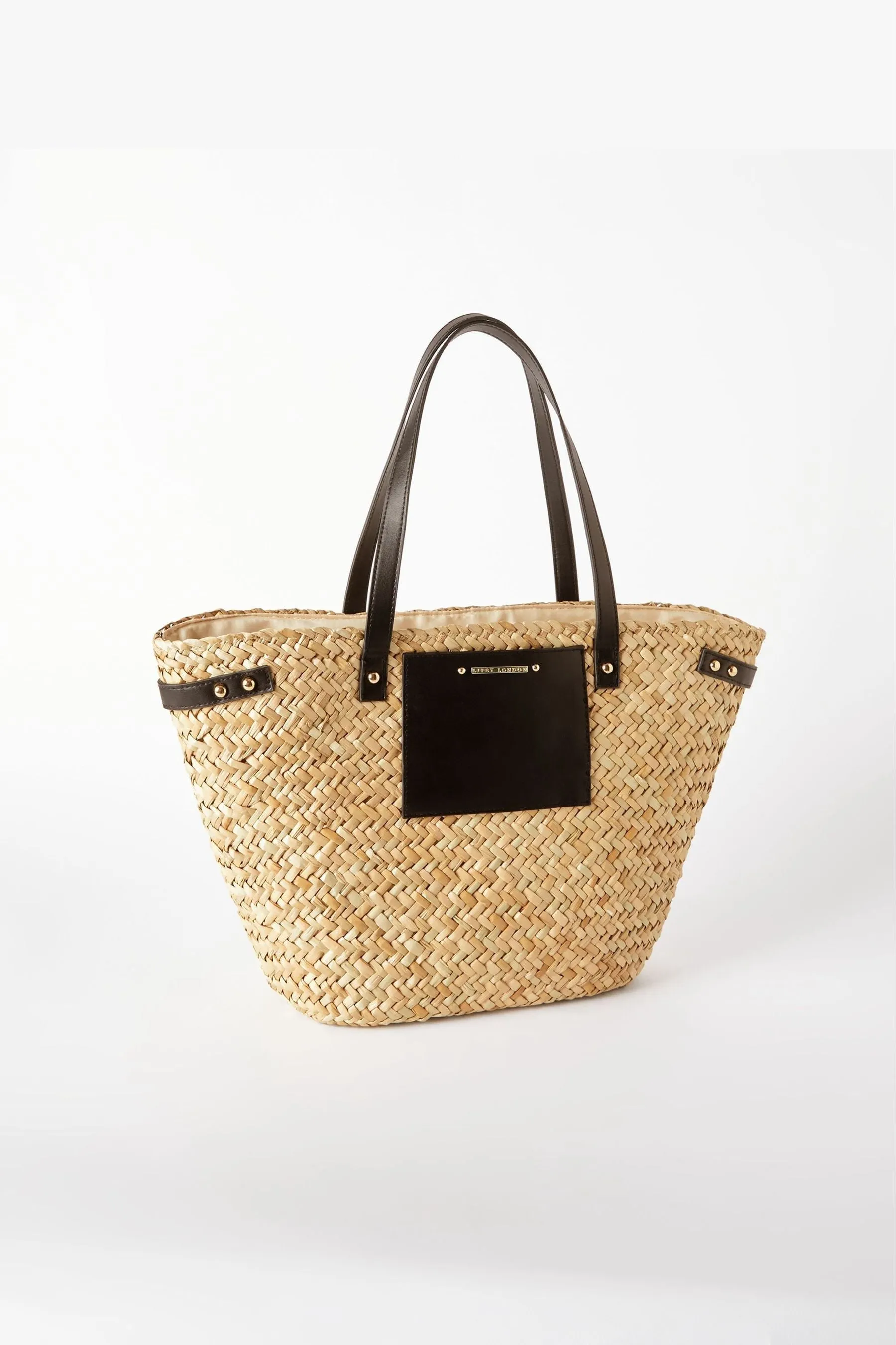 Lipsy Beige Real Straw Beach Tote Bag