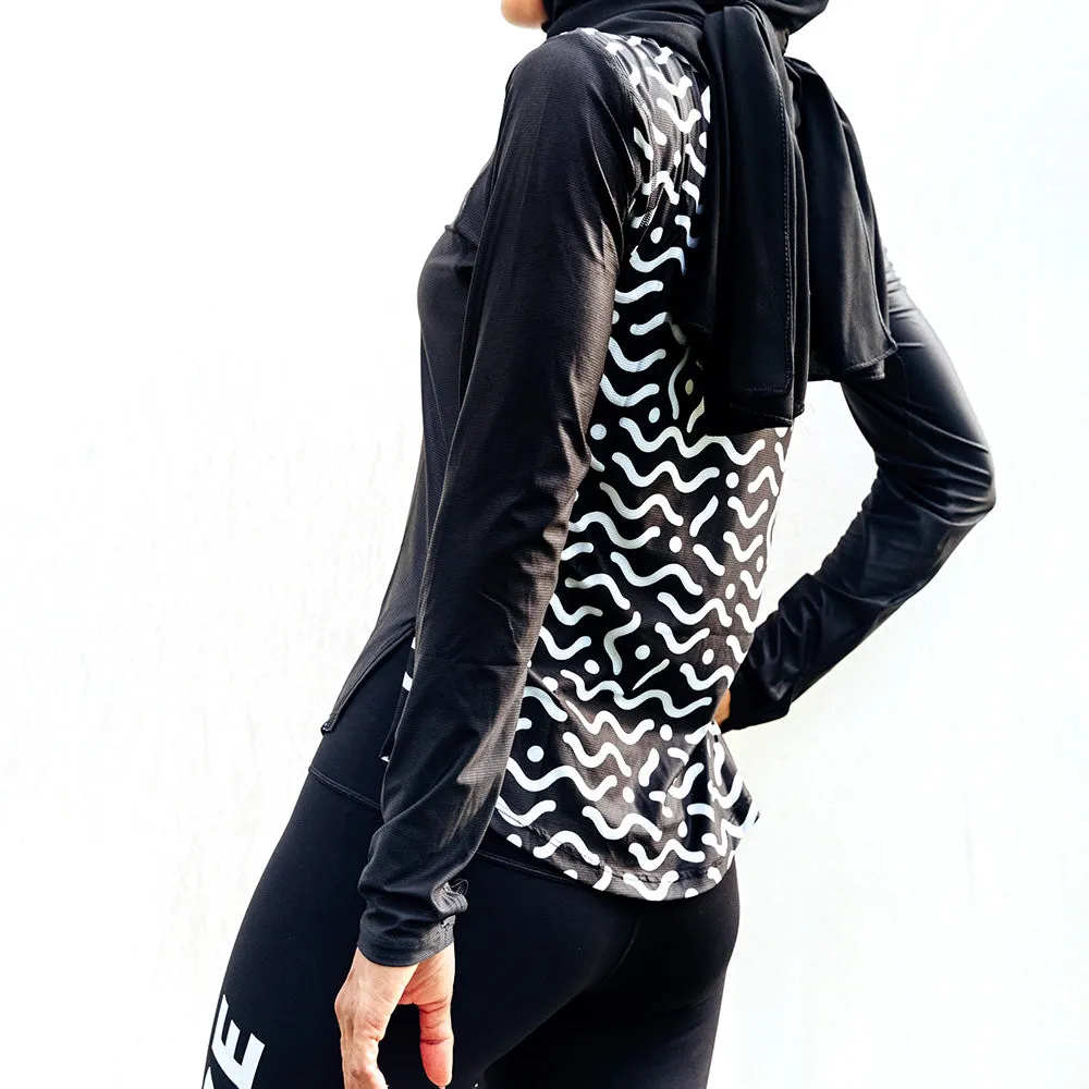 Long Sleeve Running Shirt for Women - Black (Hypermesh Elite)