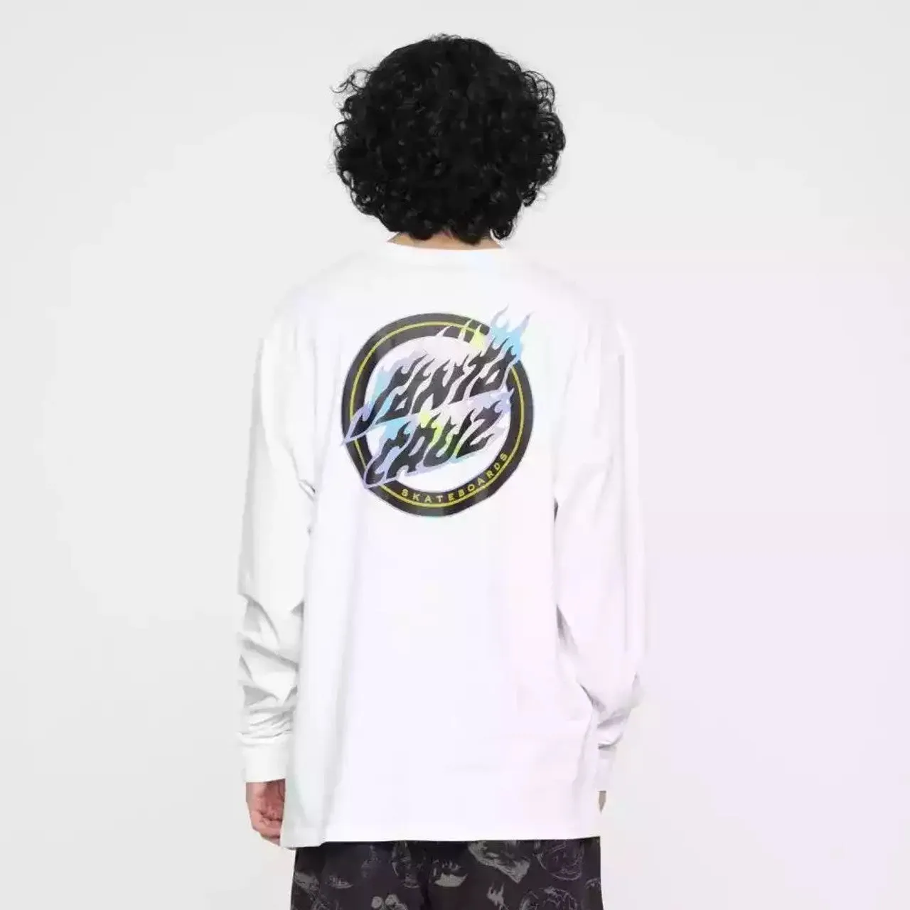 Long Sleeve Santa Cruz Holo Flamed White T-Shirt