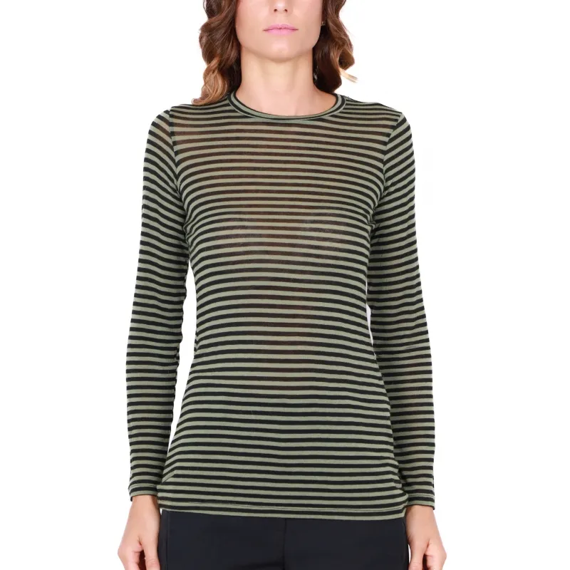 Long Sleeve Striped Green T-Shirt