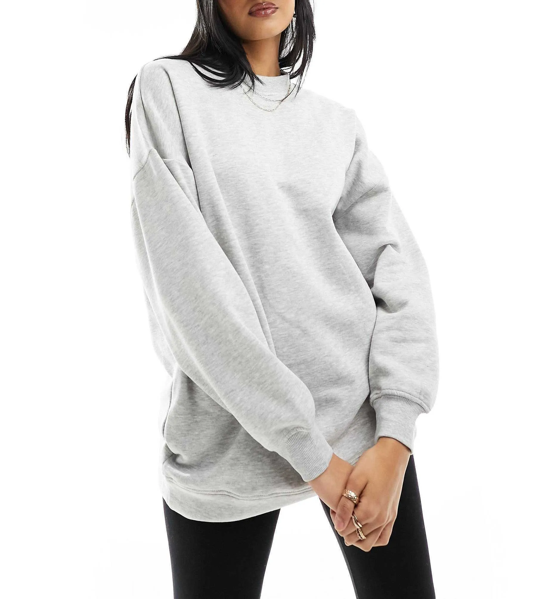 Long Sleeves Cotton Oversized Logo Crew Neck Pieces