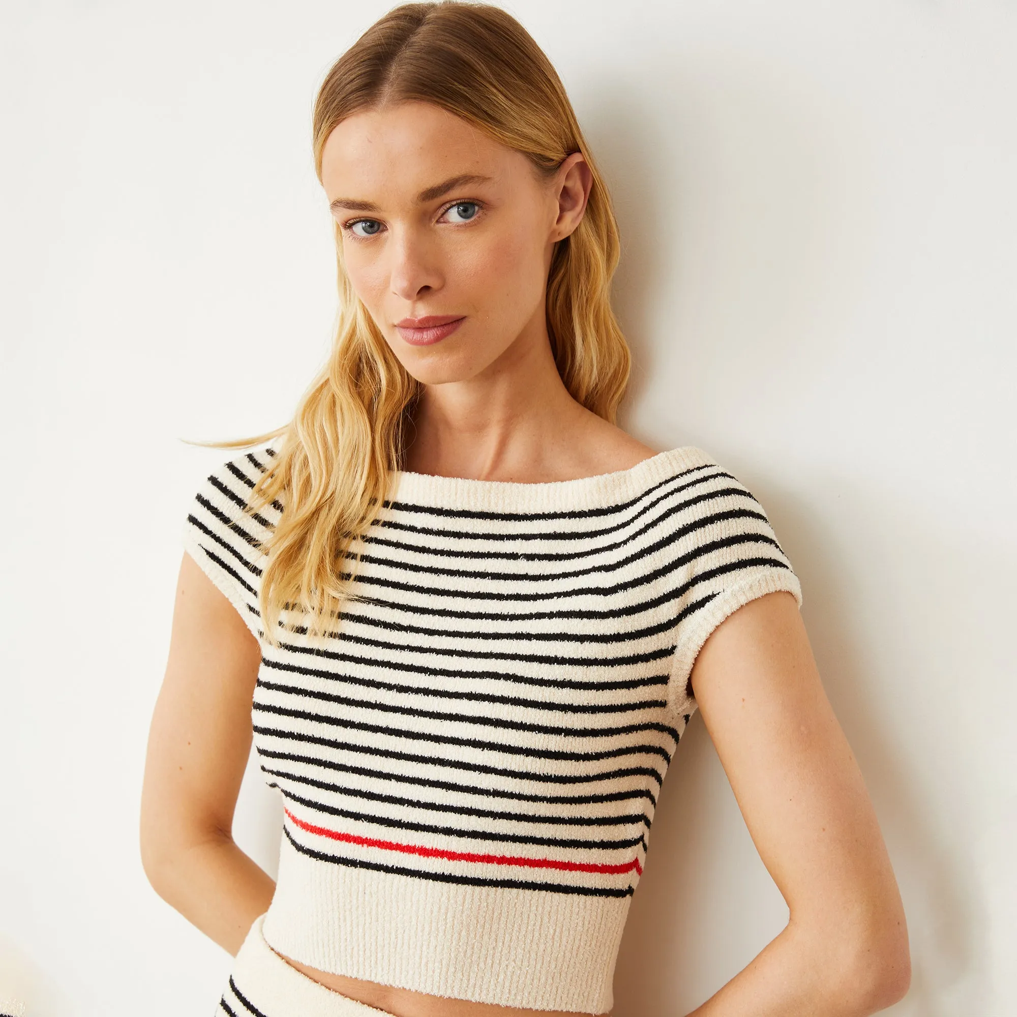 Looped Knit Off-the-Shoulder Top