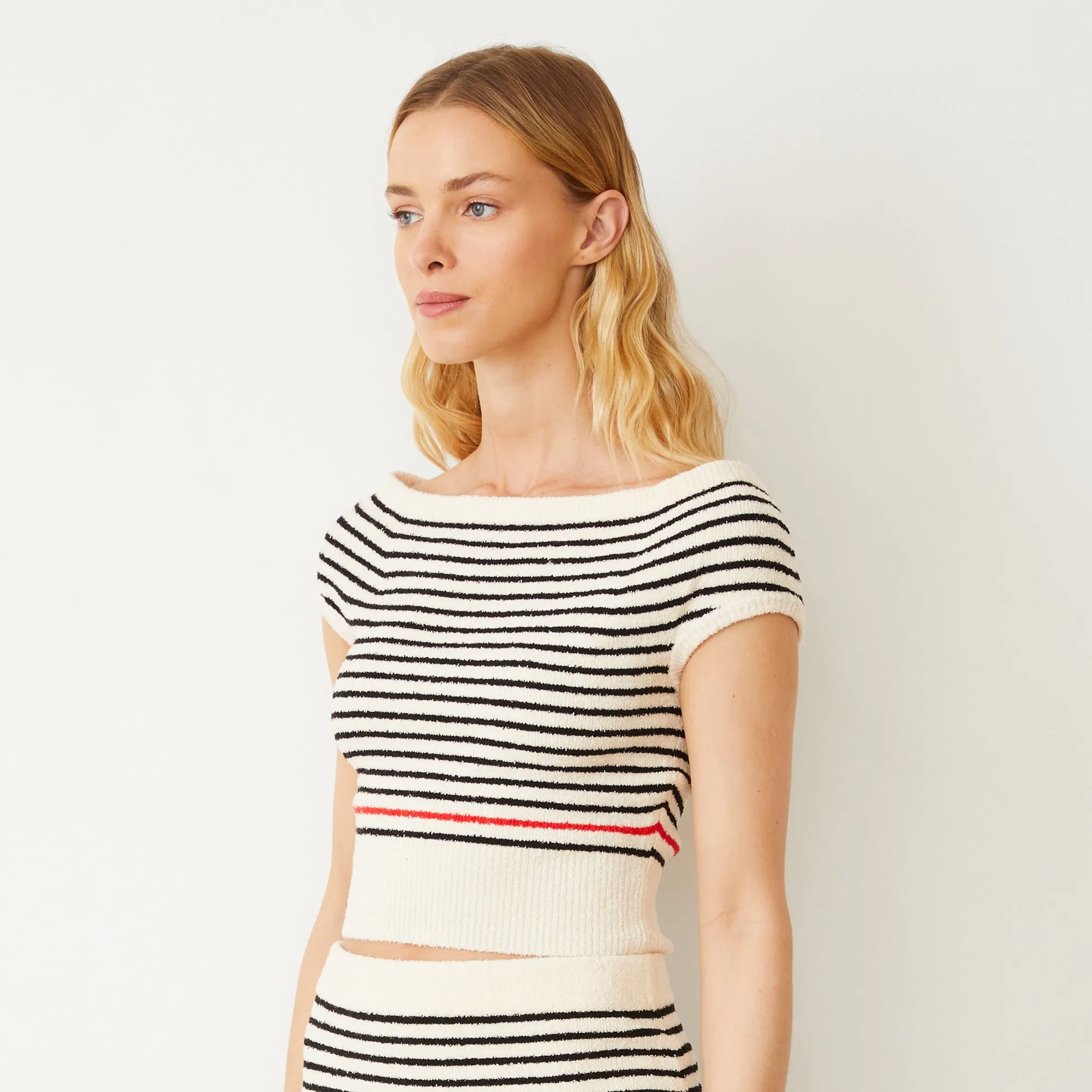 Looped Knit Off-the-Shoulder Top