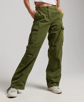 Low rise cargo pants, vintage style, soft moss green.