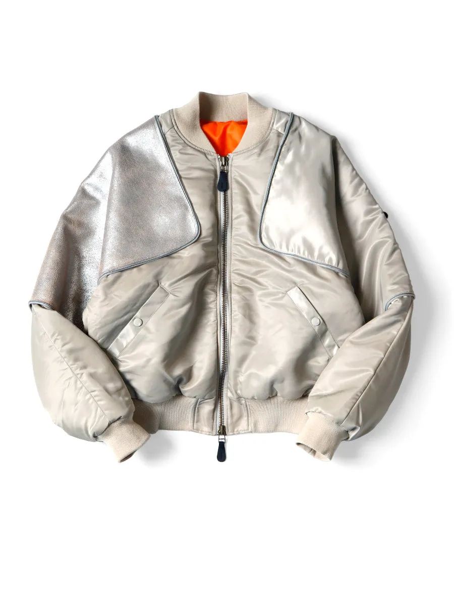 MA-1 Nylon x Crack Leather Bomber Jacket - Kapital