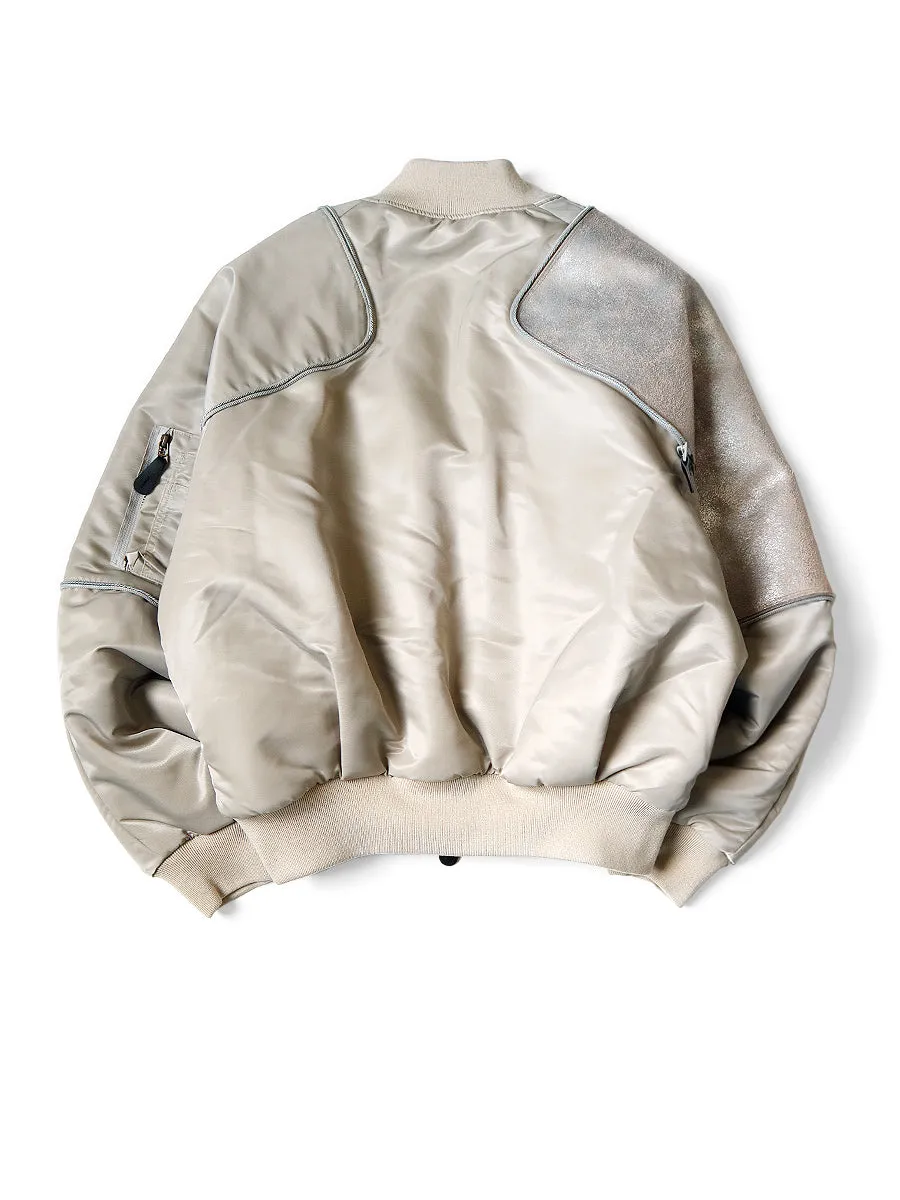 MA-1 Nylon x Crack Leather Bomber Jacket - Kapital