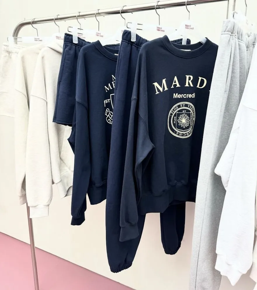 Mardi Mercredi Long Sleeves Cotton Logo - Unisex Street Style