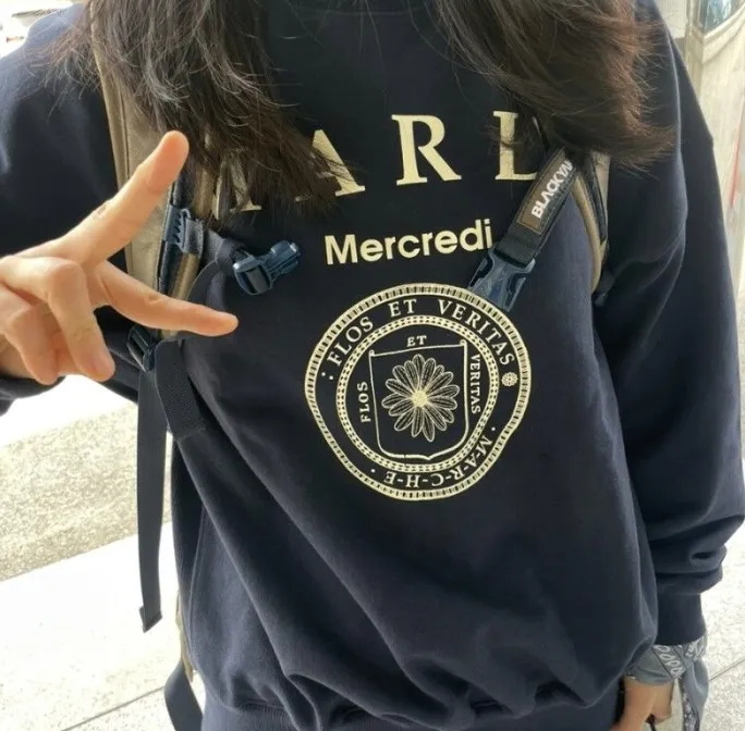 Mardi Mercredi Long Sleeves Cotton Logo - Unisex Street Style