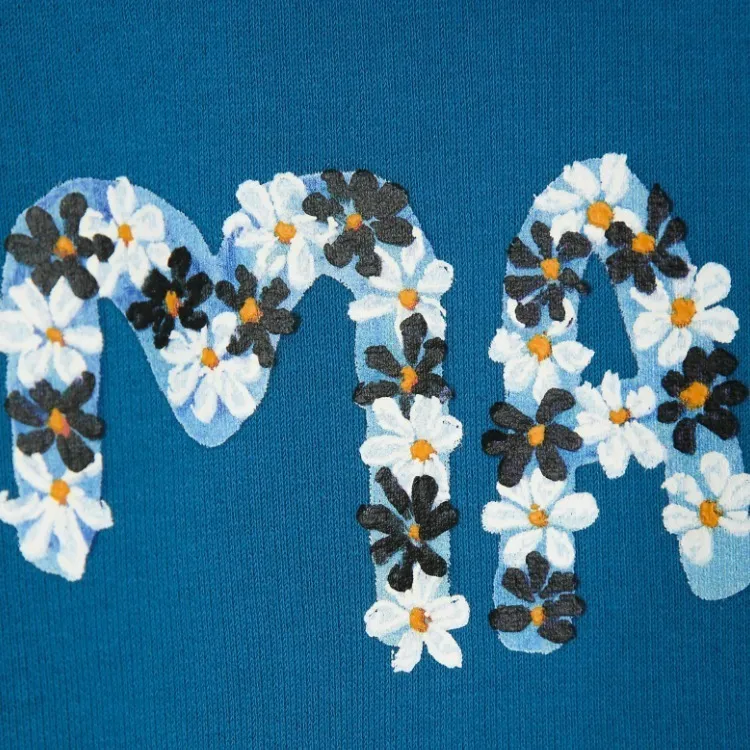 MARNI | Street Style Flower Patterns Cotton T-Shirt with Short Sleeves and Logo.