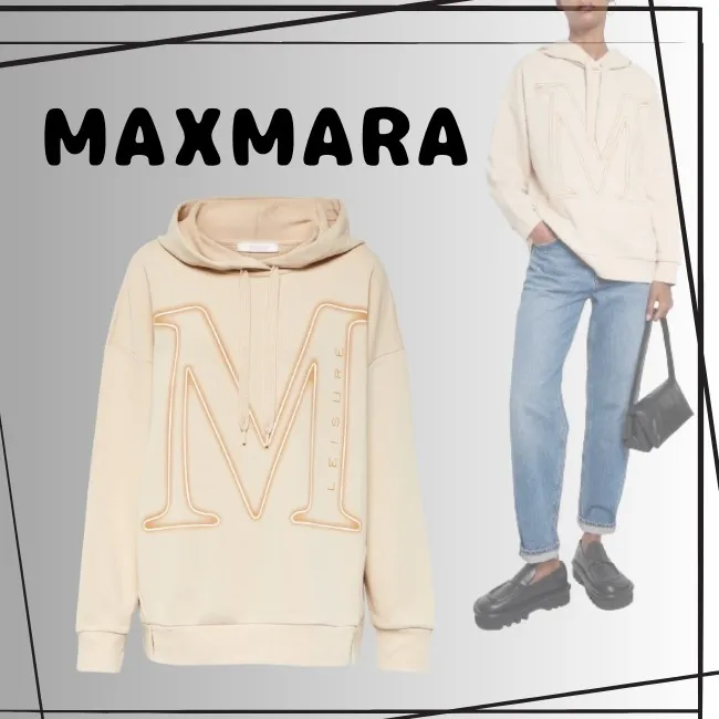 MaxMara - Unisex Street Style Long Sleeve Plain Cotton Logo