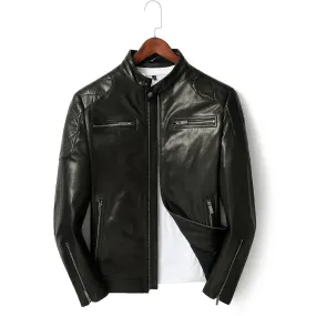 Men Real Leather Jacket cafe racer