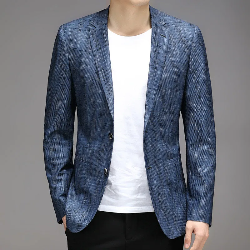 Men's Breathable Serpentine Jacquard Blazer for Spring and Summer