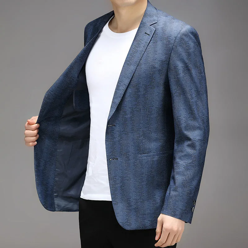 Men's Breathable Serpentine Jacquard Blazer for Spring and Summer