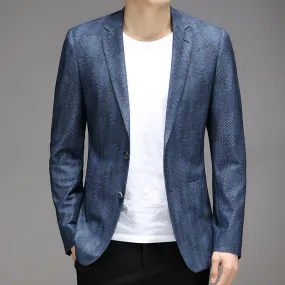 Men's Breathable Serpentine Jacquard Blazer for Spring and Summer