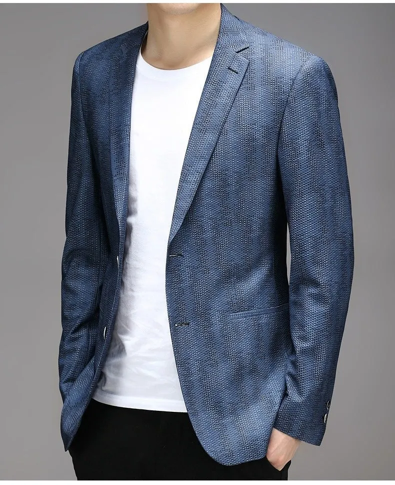 Men's Breathable Serpentine Jacquard Blazer for Spring and Summer