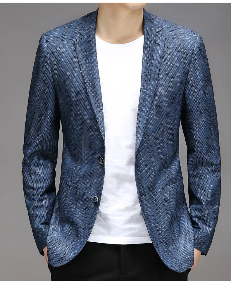 Men's Breathable Serpentine Jacquard Blazer for Spring and Summer