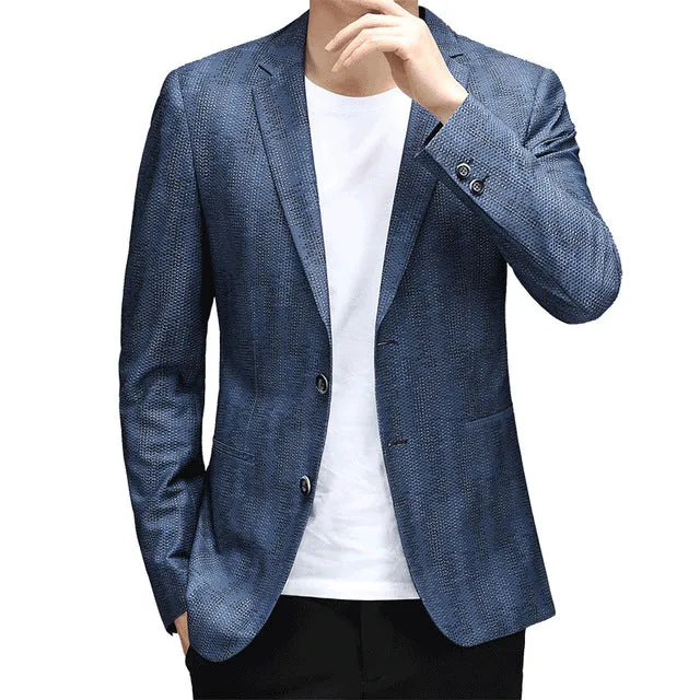 Men's Breathable Serpentine Jacquard Blazer for Spring and Summer