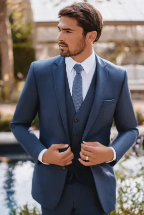 Men's Denim Blue Wedding Suit Rental Package 3 Piece