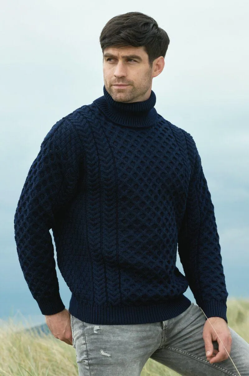 Merino Roll Neck Sweater - Navy