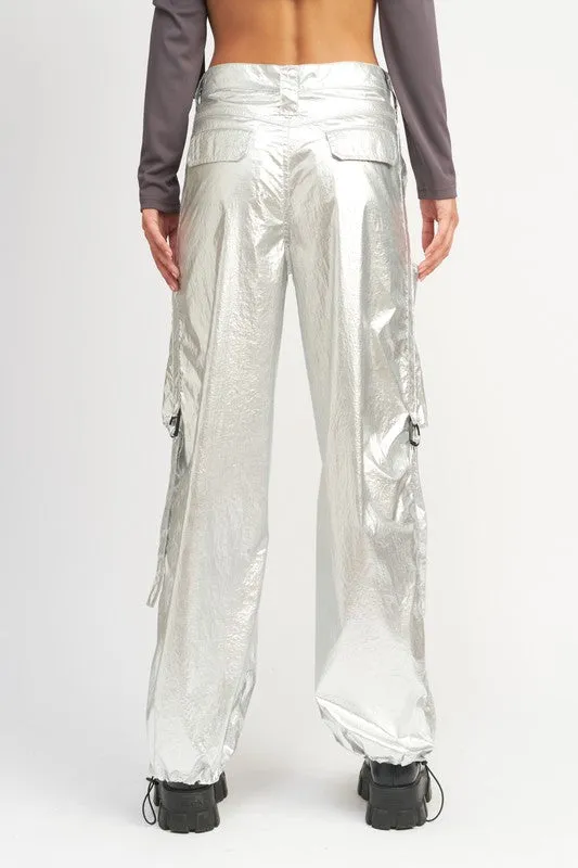 Metallic cargo pants