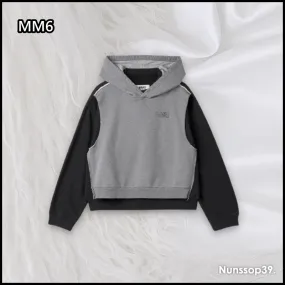 MM6 Maison Margiela long sleeves logo hoodies and sweatshirts with plain street style.