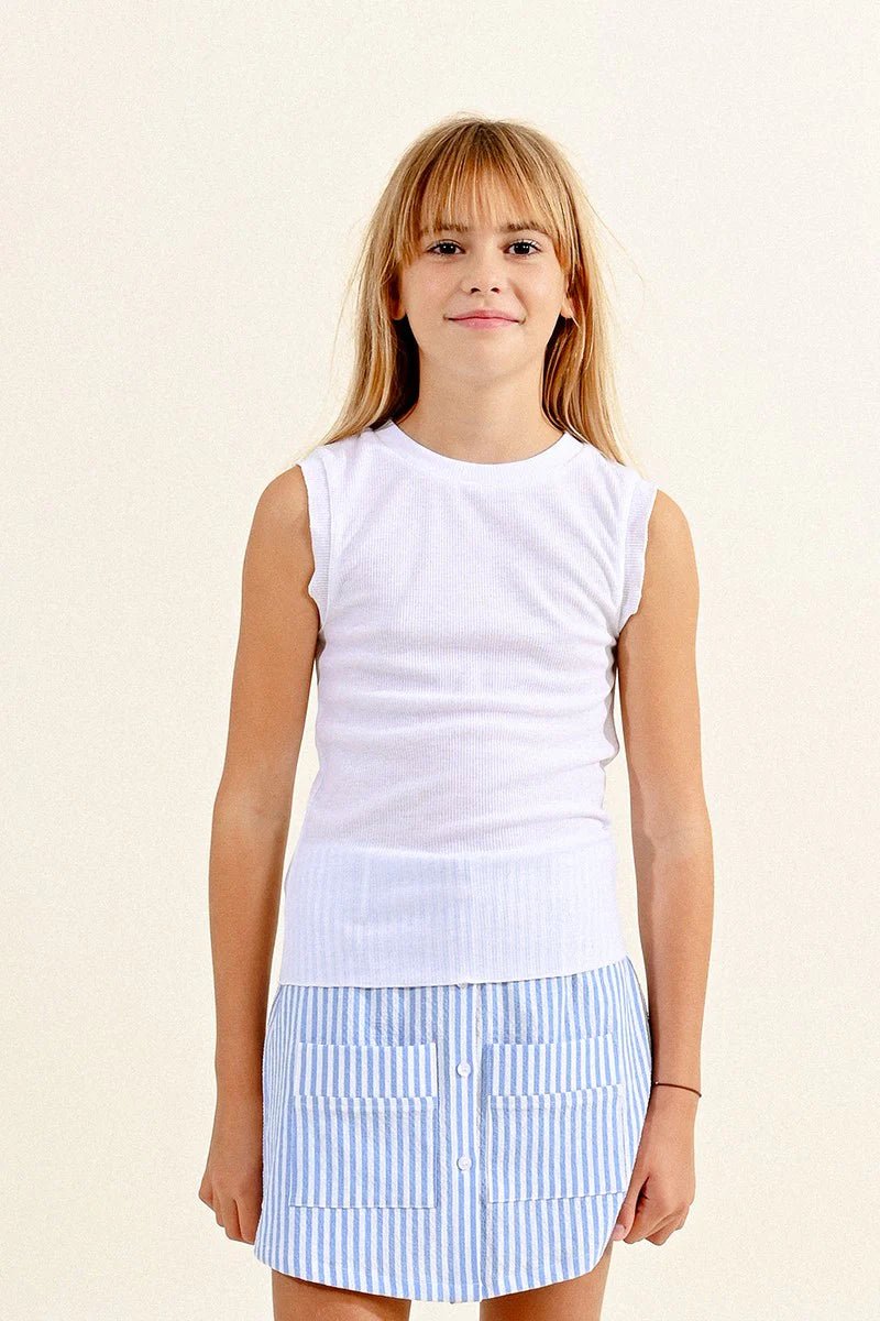 Molly Bracken White Sleeveless Cotton Tee