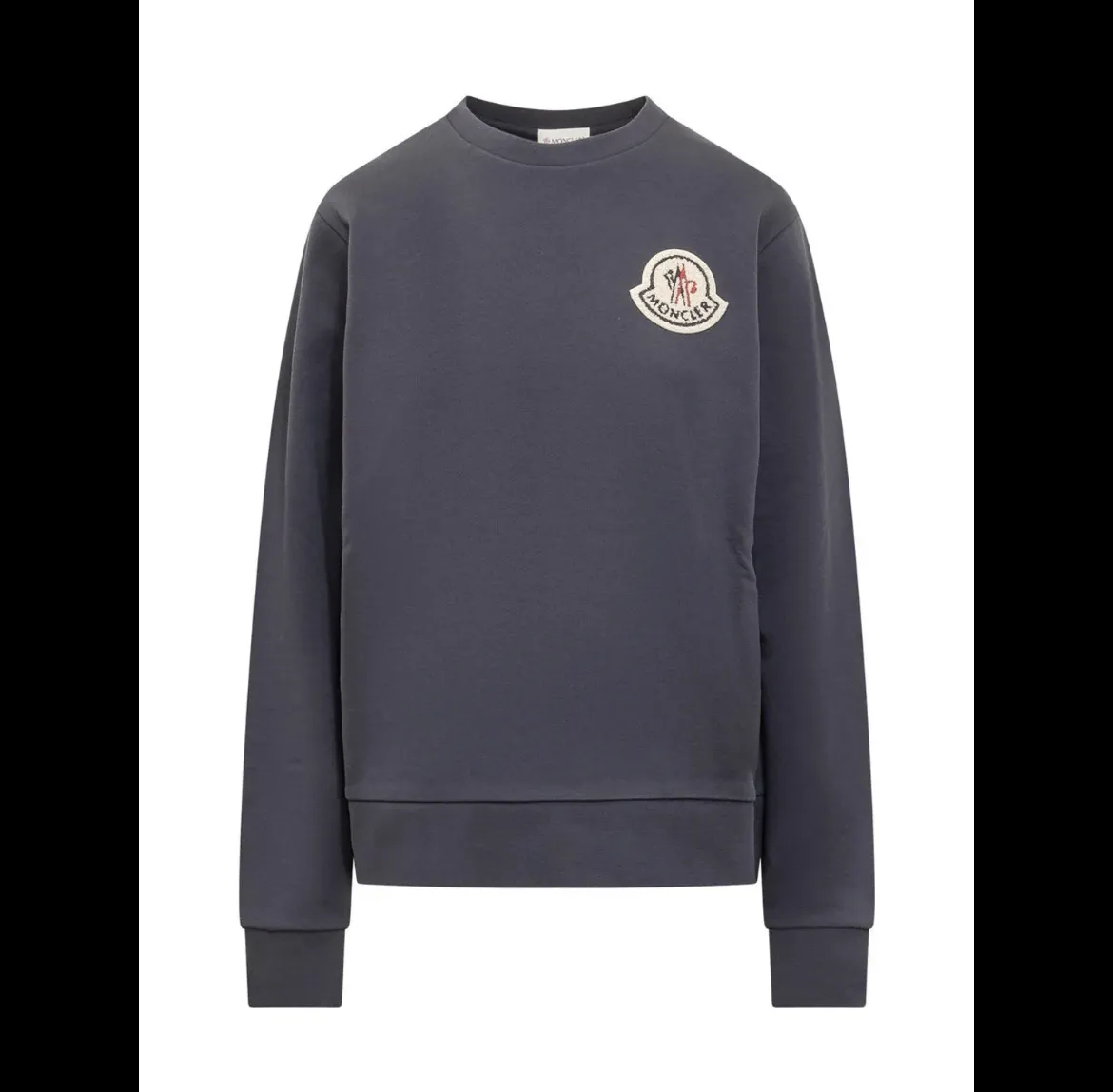 Moncler Crew Neck Street Style Long Sleeves Cotton Logo Plain - Google SEO friendly