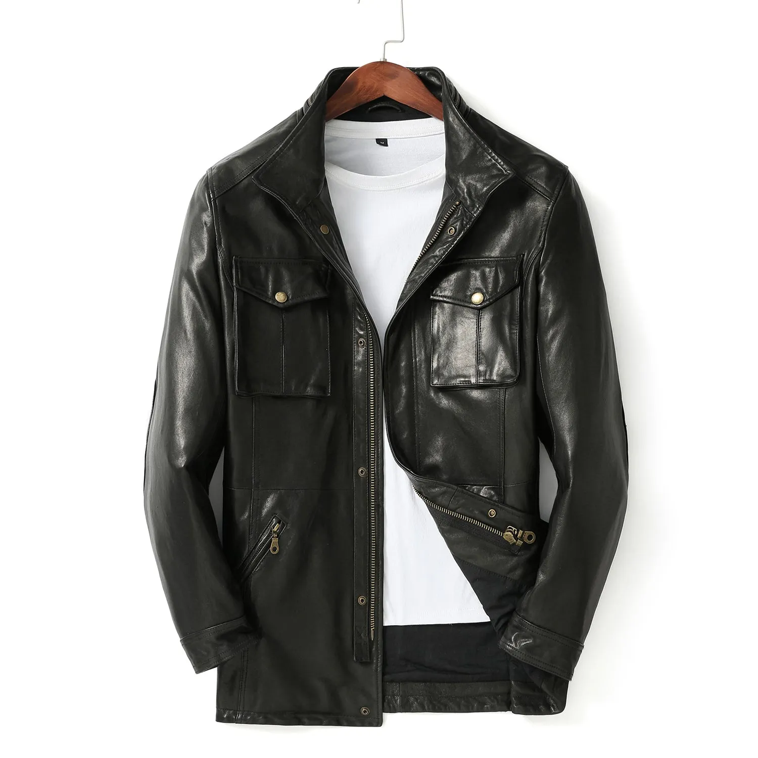 Motorcycle Jacket – Men’s Long Black Motorcycle Jacket