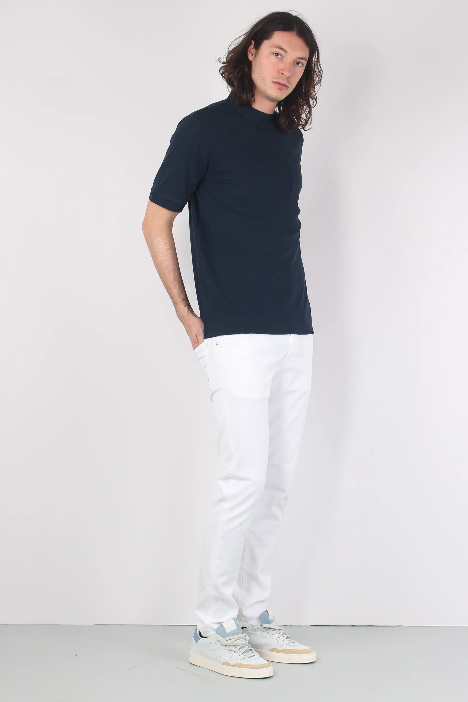 Navy Blue Pocket Piquet T-shirt