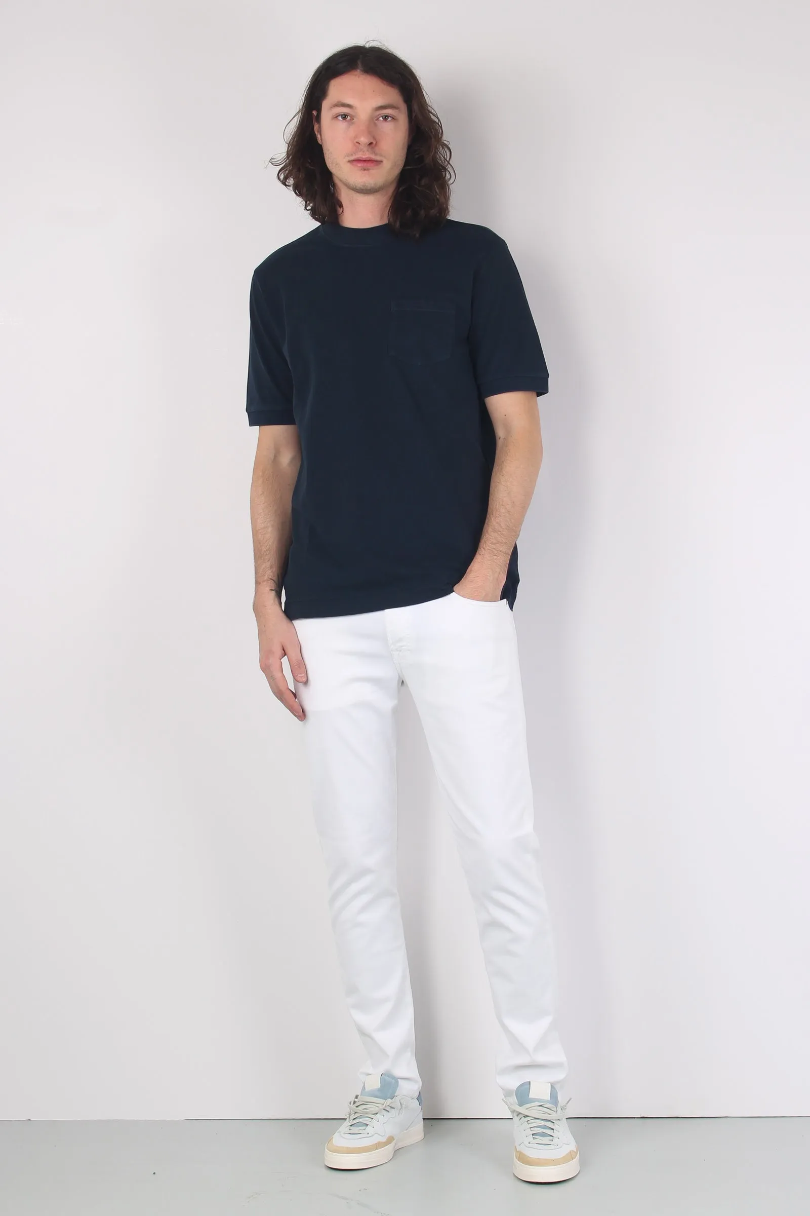 Navy Blue Pocket Piquet T-shirt