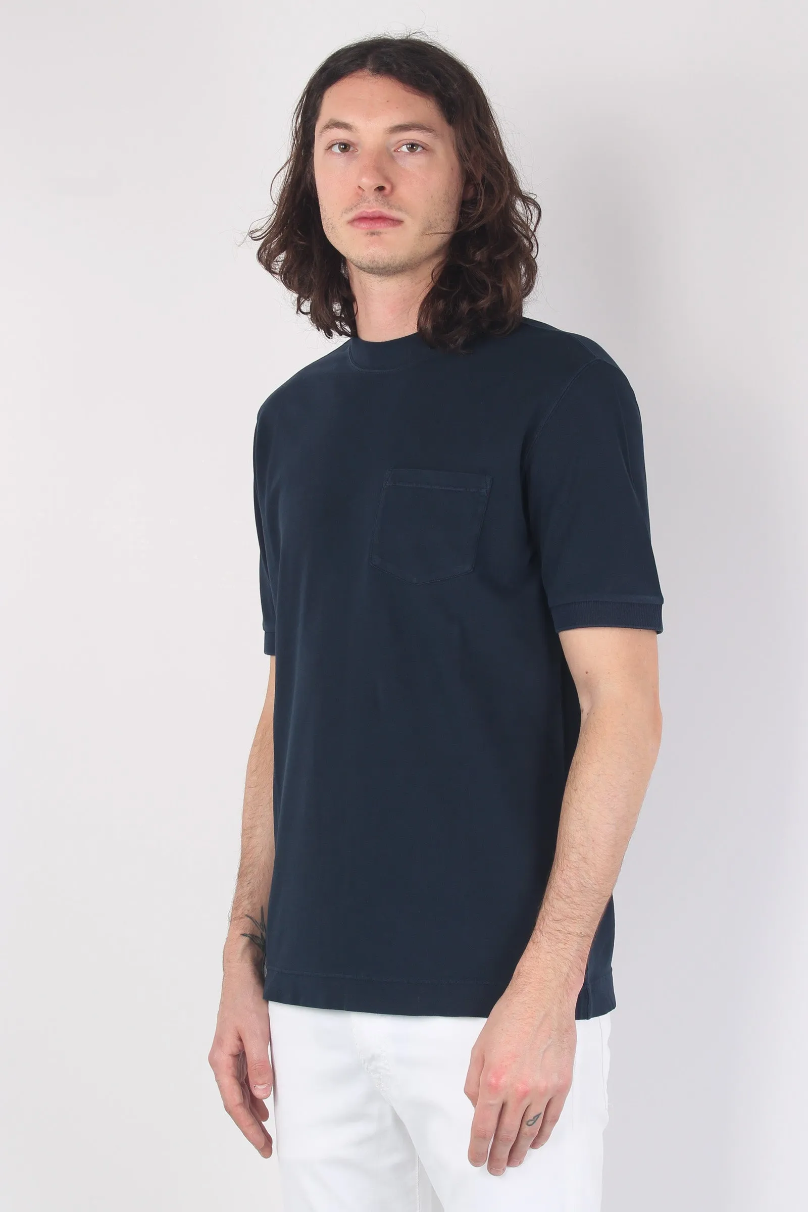 Navy Blue Pocket Piquet T-shirt