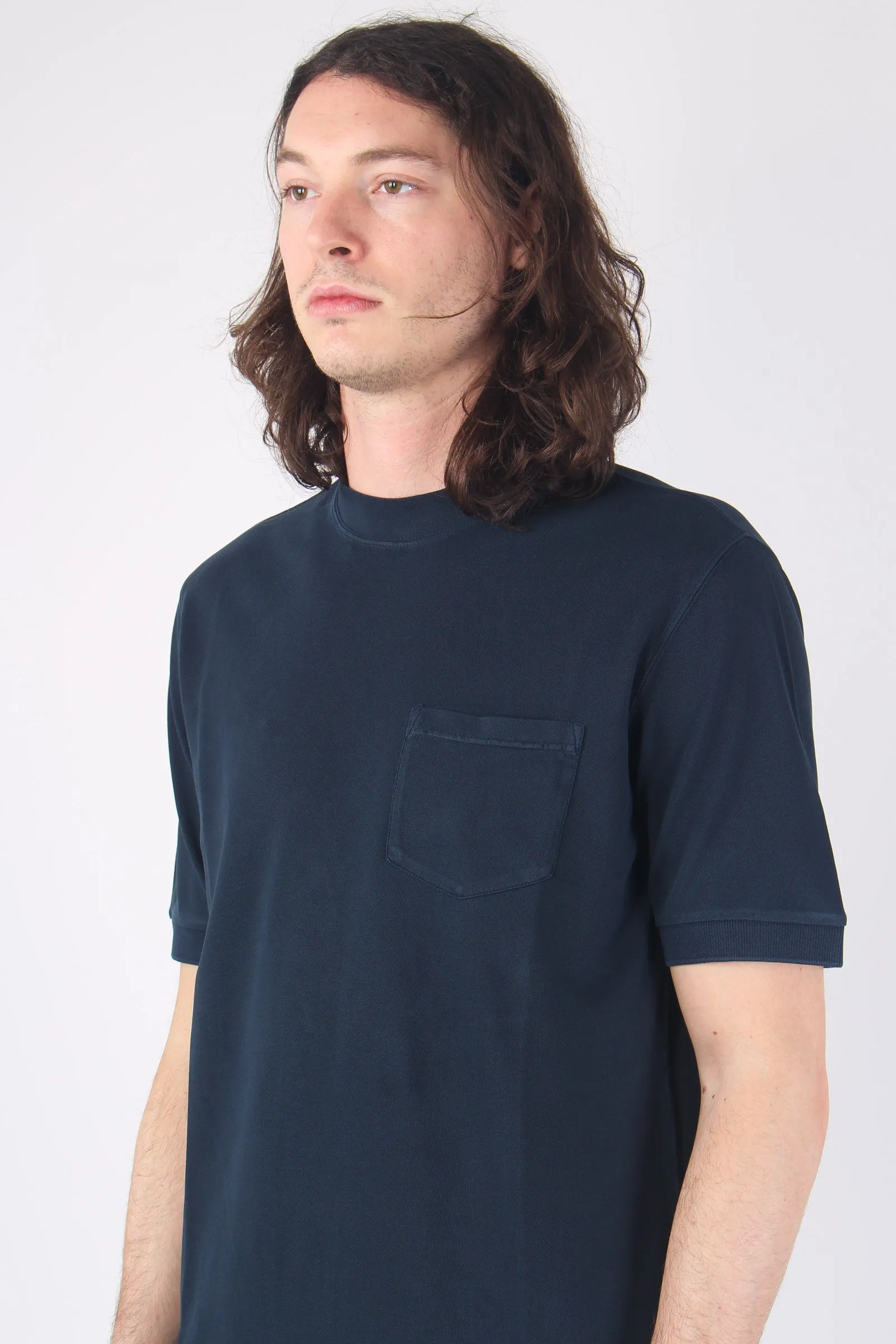 Navy Blue Pocket Piquet T-shirt