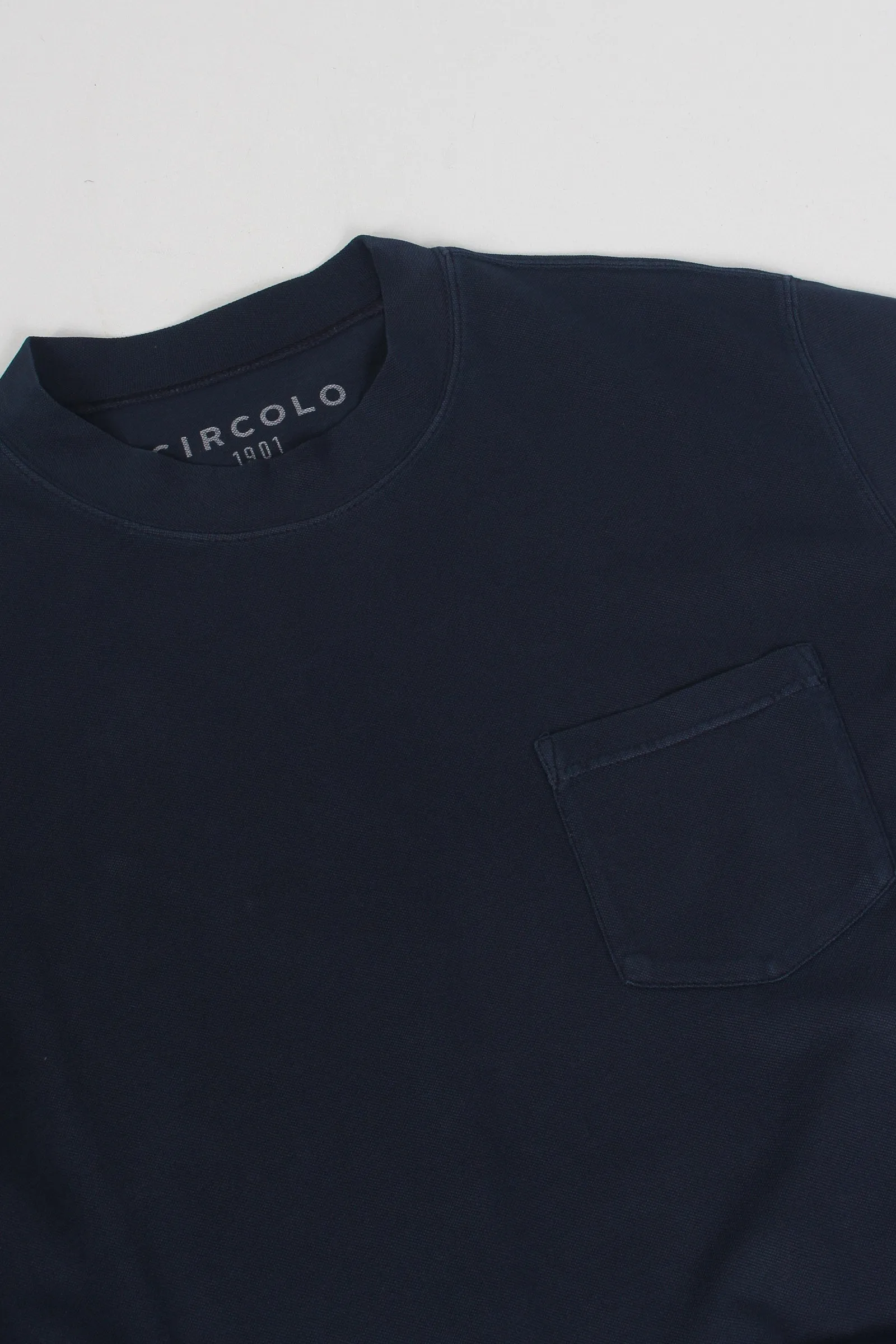 Navy Blue Pocket Piquet T-shirt