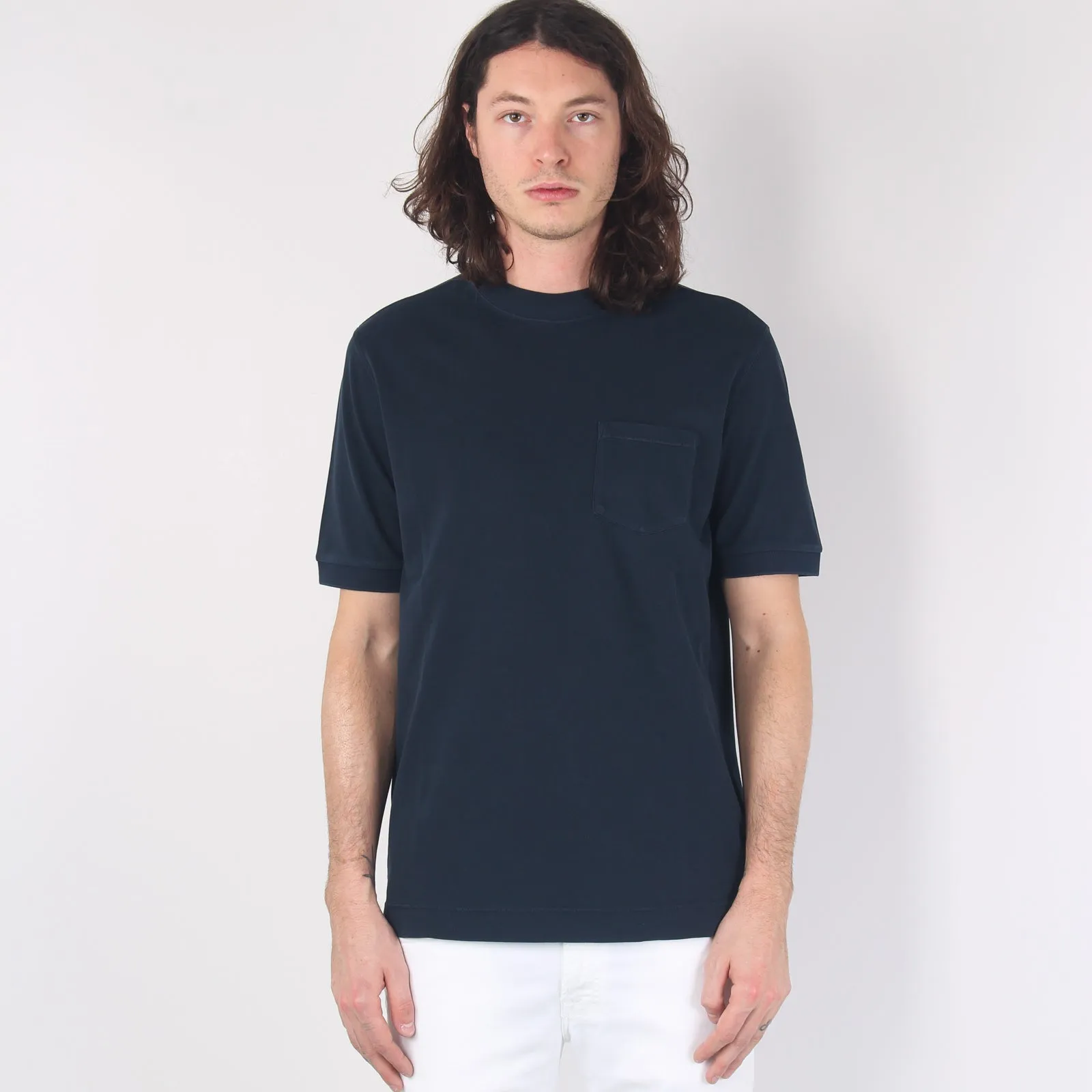 Navy Blue Pocket Piquet T-shirt