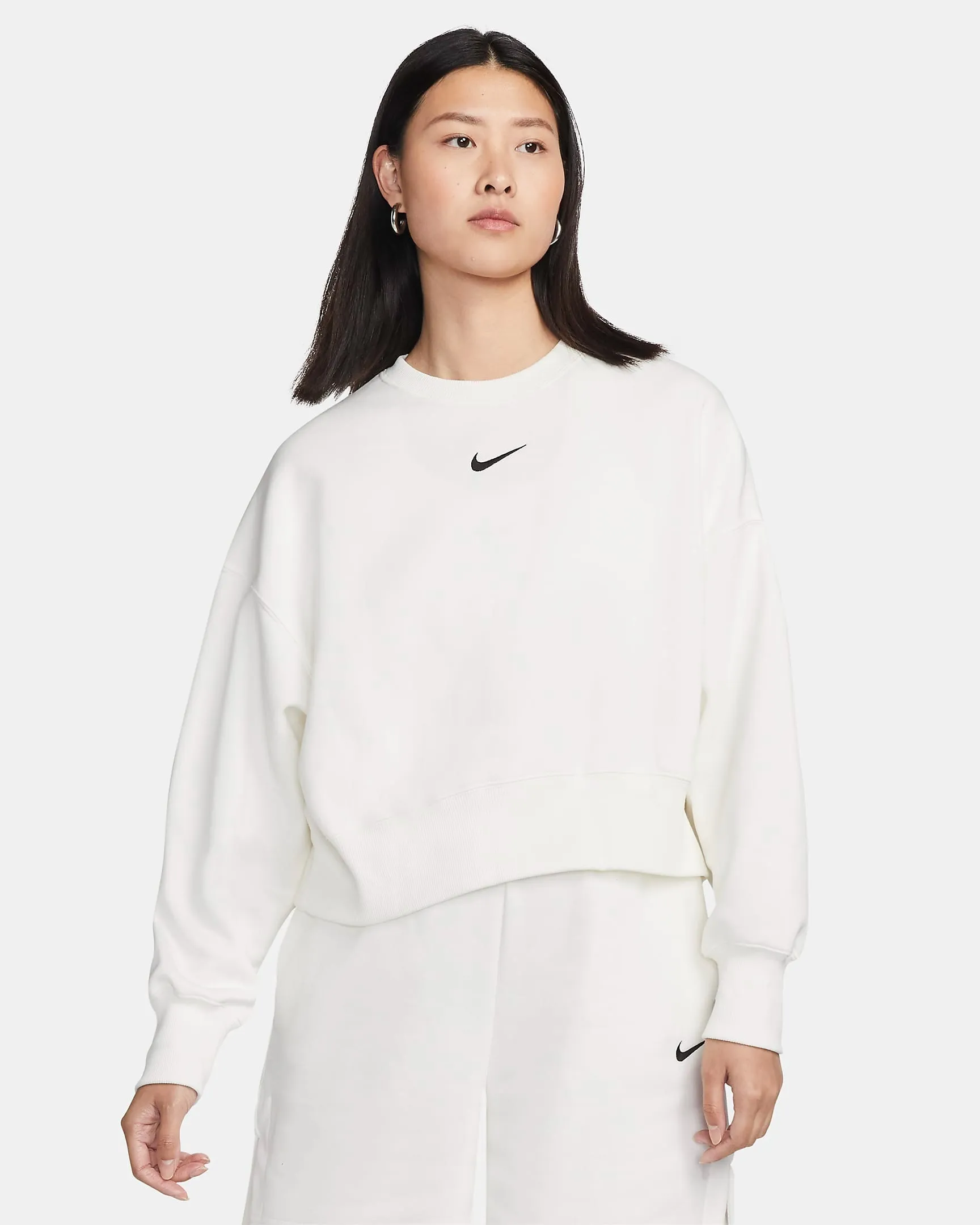 Nike Crew Neck Long Sleeve Plain Cotton Logo T-Shirt