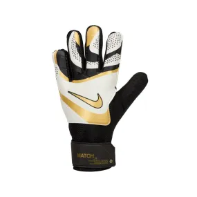 Nike Match Junior Goalkeeper Gloves - White, Black, Metallic Gold.