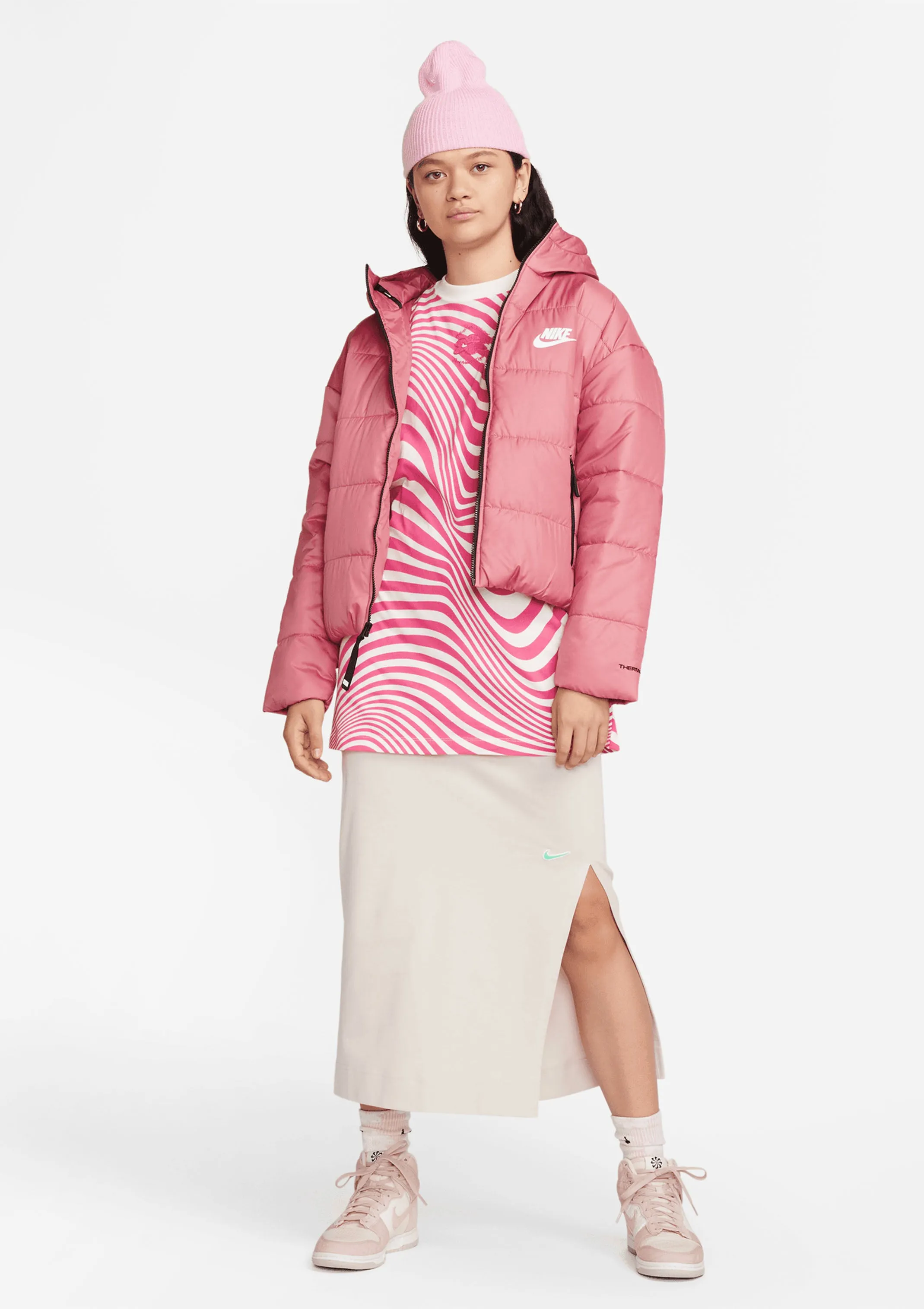 Nike Women's Sportswear Hooded Puffer Jacket - Pink - DJ6995 667.